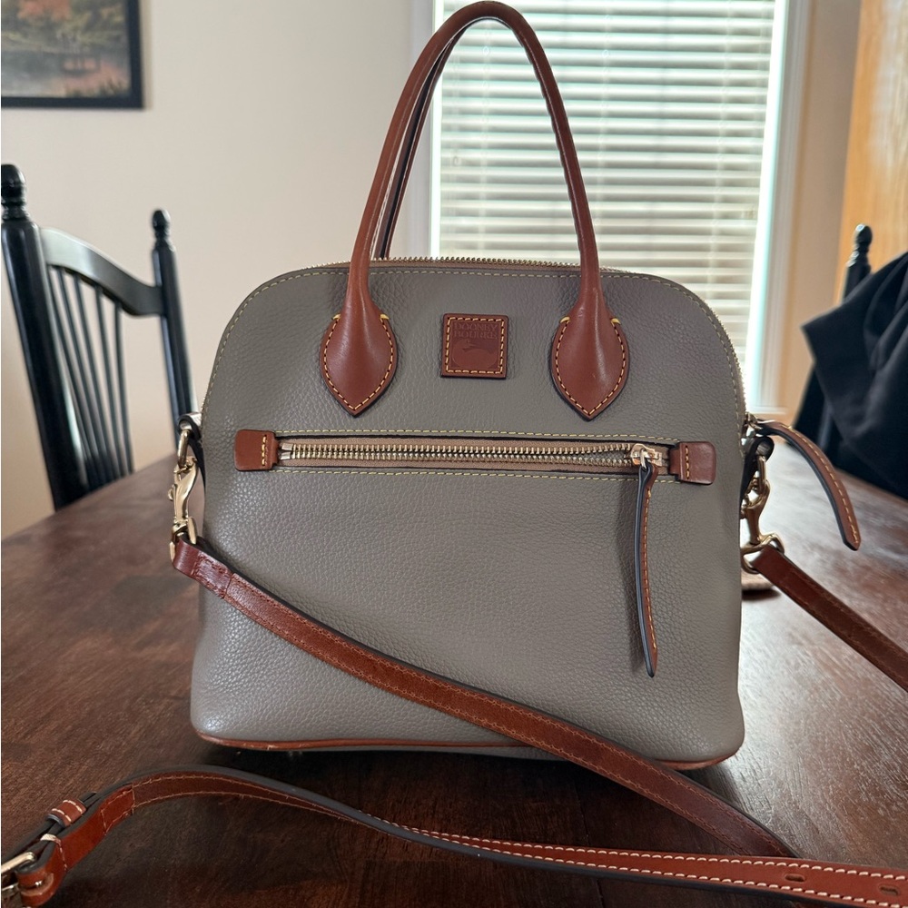 Dooney and Bourke Elegant Gray and Brown tote crossbody Handbag EUC